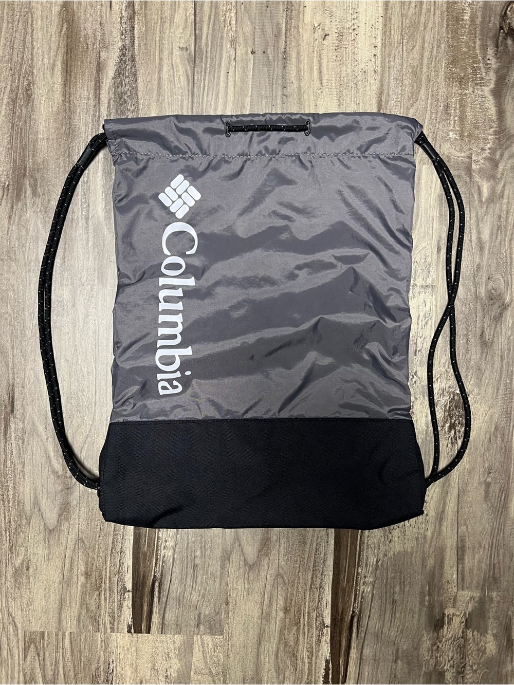 Columbia Gray and Black Drawstring Backpack